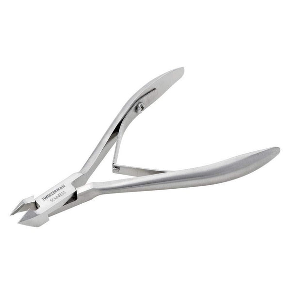 Rockhard Cuticle Nipper | Tweezerman stainless steel tool designed for precise cuticle trimming and nail care in skincare routines.