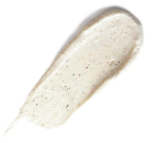 Creamy textured smear of Finely Awake Plantfoliant Silkening Face Cleansing Polish | Farmhouse Fresh showing exfoliating particles in a smooth skincare formula.