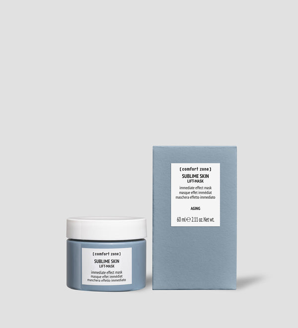 Sublime Lift-Mask | [ comfort zone ] skincare product with a blue jar and matching box, designed for aging skin with immediate lifting and firming effects.