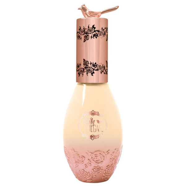 Elegant foundation bottle with intricate rose patterns and a rose gold cap topped by a small bird, containing Cool AF Lava Water Foundation | Pretty Vulgar.