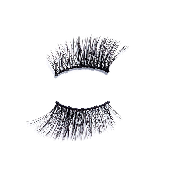 Pair of natural-looking false eyelashes with varying lengths and wispy texture designed for a delicate eye enhancement, labeled Baby Lash | Moxielash.