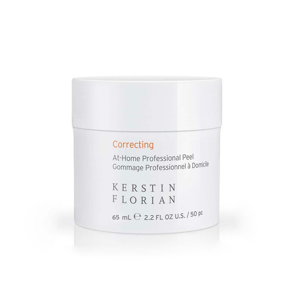 White jar of Correcting At-Home Professional Peel | Kerstin Florian, a skincare product for professional-level exfoliation and skin renewal at home.