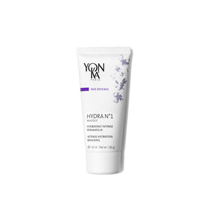 Tube of Hydra No. 1 Masque Sleep Gel Mask | Yon-Ka Paris featuring white packaging with purple accents, designed for intense hydration and repairing skincare.