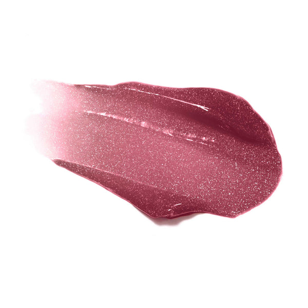 Smoky rose lip gloss swatch with subtle shimmer and glossy texture representing Hydropure Hyaluronic Lip Gloss | Jane Iredale, emphasizing hydration and skincare benefits.