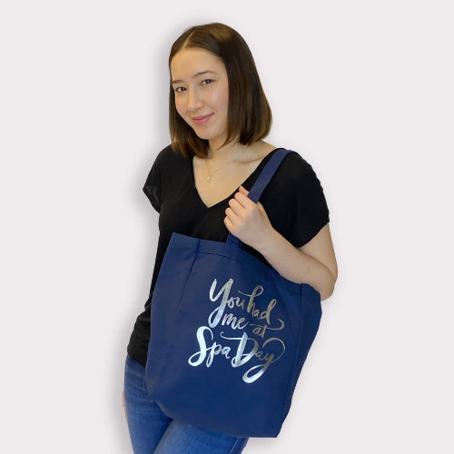 You had me at spa day tote bag