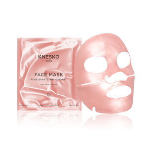 Rose Quartz Antioxidant Discovery Kit | Knesko showing a pink antioxidant face mask and its matching packaging for skincare and wellness.