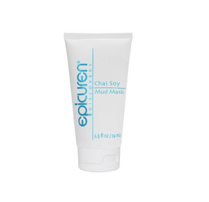 White tube of CHAI SOY MUD MASK | Epicuren Discovery with blue lettering, a skincare product designed for facial cleansing and rejuvenation.
