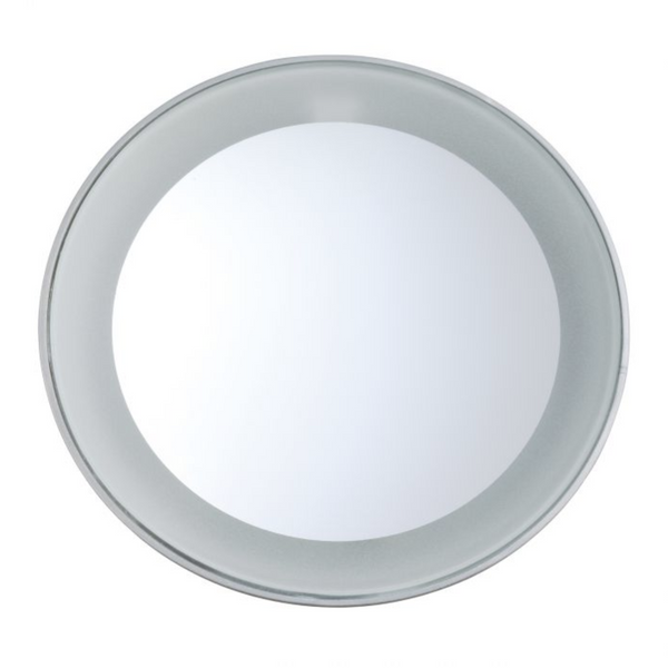 LED 15X Lighted Mirror | Tweezerman with bright illuminated ring for detailed skincare and makeup application, designed to enhance beauty routines.