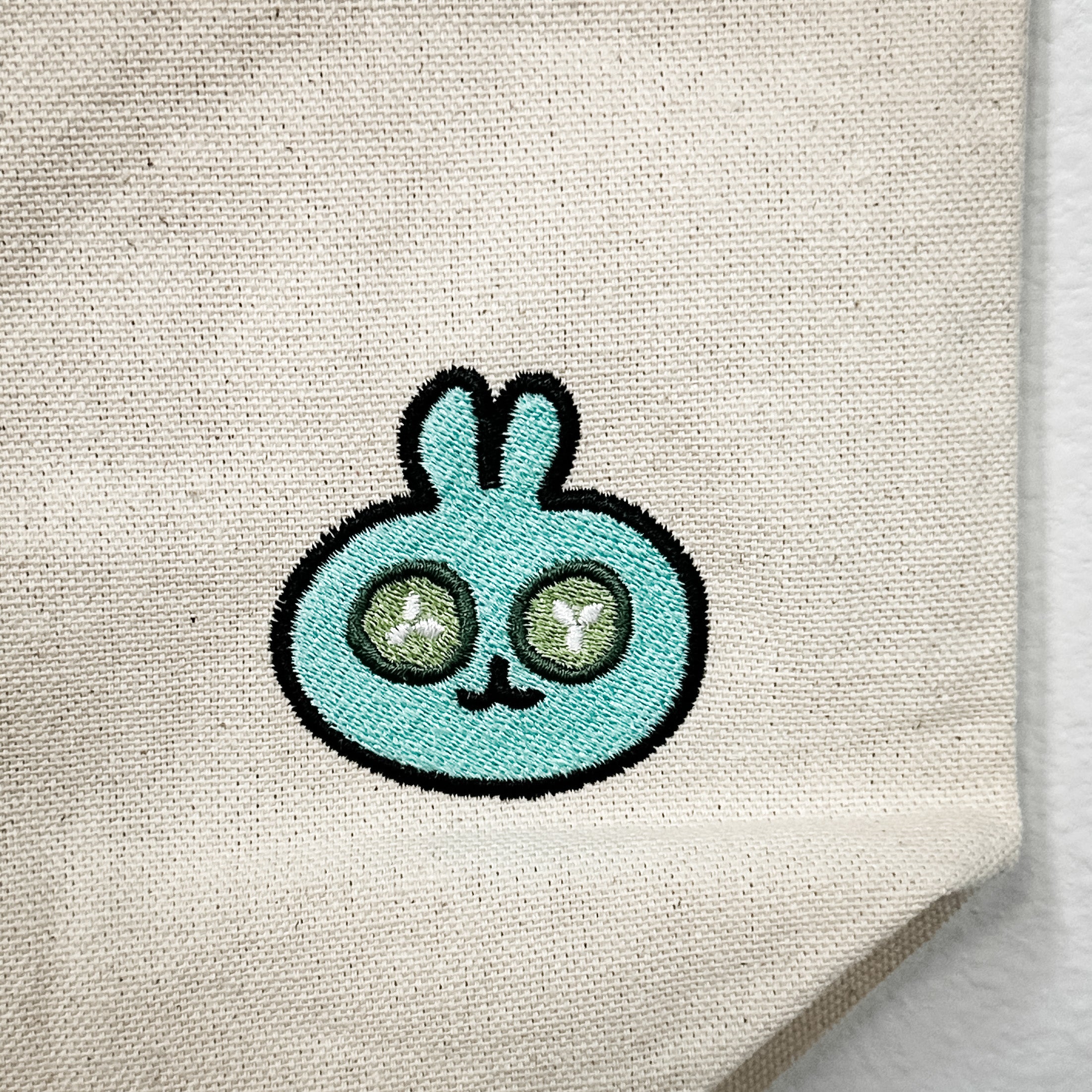 Canvas Totebag - with Embroidered Spa Bunny | Lucky Owl
