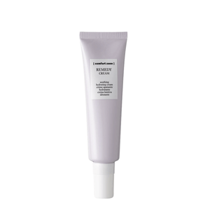 Minimalist tube of Remedy Cream | [ comfort zone ] with soothing hydrating anti-stress skincare formula, displayed on white background for wellness and body care.