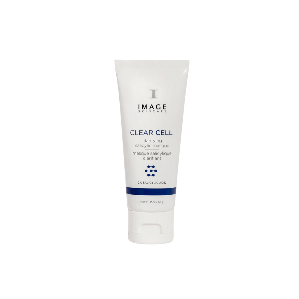 CLEAR CELL clarifying salicylic masque | IMAGE Skincare tube featuring 2% salicylic acid for skincare treatments, ideal for clarifying and cleansing skin.