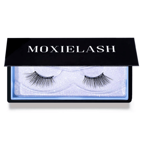 Baby Lash | Moxielash false eyelashes displayed in a sleek black case with the brand name on the lid, designed for enhancing natural lash appearance.