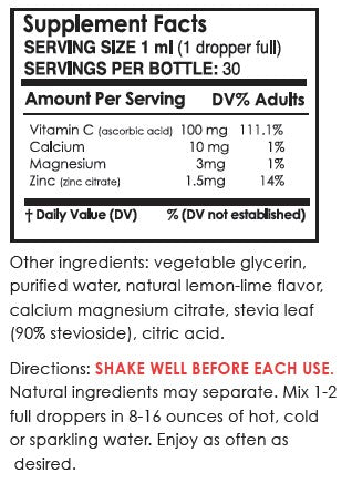 Vitamin C + Electrolytes Lemon-Lime Water Infusion Drops - 30 servings | Pure Inventions