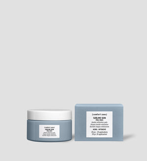 Sublime Skin Peel Pads | [ comfort zone ] jar and box in soft blue, showcasing skincare product designed for gentle exfoliation and anti-aging benefits.
