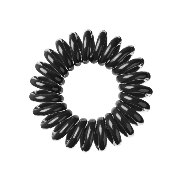 Single black coil hair tie designed for gentle hold and minimal hair damage, part of the ORIGINAL Value Pack 8 pc | invisibobble collection.