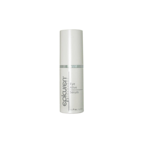 Eye Alive Serum | Epicuren Discovery in a sleek white bottle with silver accents, designed for targeted skincare to refresh and rejuvenate the eye area.